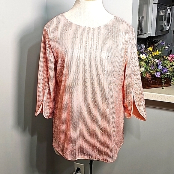 Grace Karen women's sequin top. 2/4 sleeves. Completely lined. Size large. GREAT - Picture 1 of 10